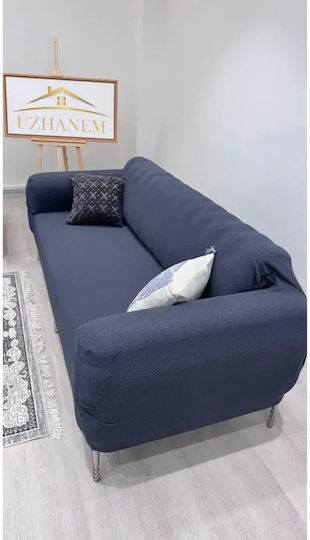 SteweHome Husă Elastică Canapea Cu Trei Locuri Albastră 195x230cm