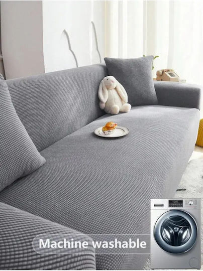 SteweHome Husă Elastică Canapea Cu Trei Locuri Gri 195x230cm