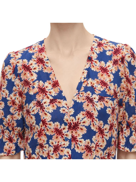 Summer Mini Shirt Dress Blue