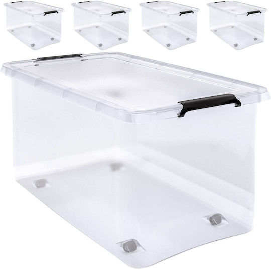 Deuba Cutie De Depozitare Din Plastic Cu Roți Și Capac 60l 4 Bucăți