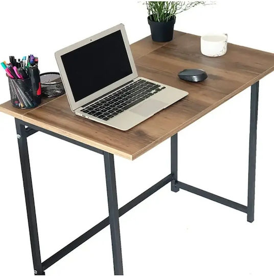 Birou Din Lemn Negru Cu Picioare Metalice 80x50x73cm