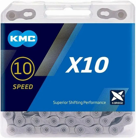 KMC Chain Lanț De Bicicletă 10 Viteze 114 Linkuri Argintiu