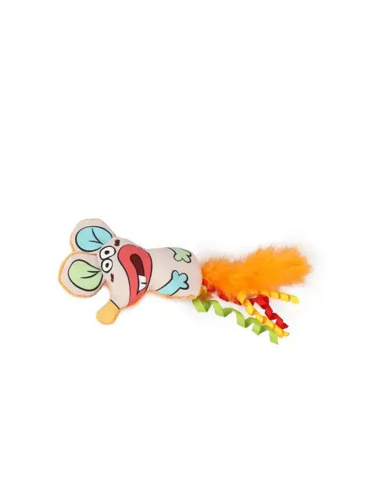 Afp Thick Lip Șoarece Jucărie-Șoarece Pentru Pisici Cu Catnip Pene Panglici 23,9 × 9,5 × 3 Cm