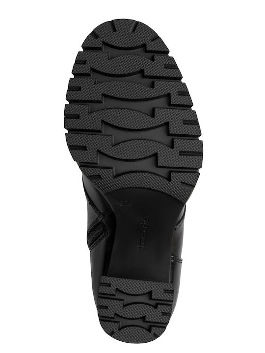 Leder Damen Stiefeletten Schwarz