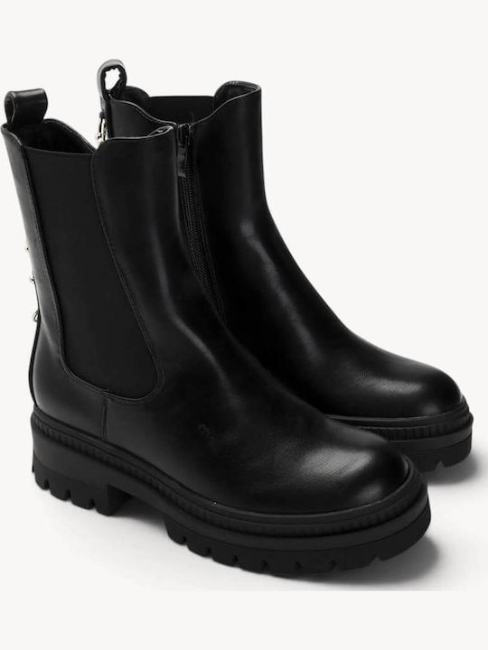 Black Combat Boots Rubber Metal Rings