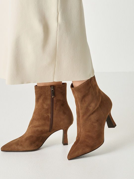 Leder Damen Stiefeletten Braun