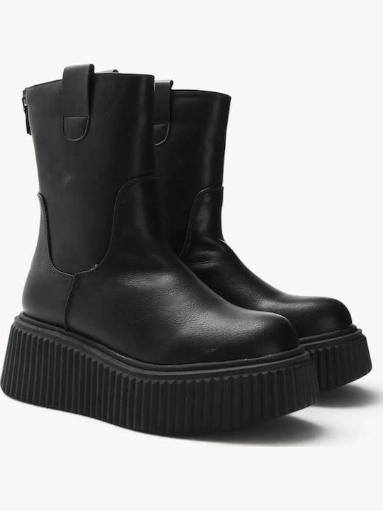 Schwarze Stiefeletten Damen mit Plattformsohle