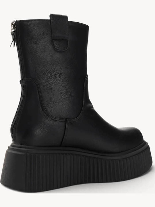 Schwarze Stiefeletten Damen mit Plattformsohle