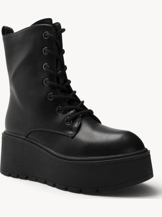 Black Combat Boots with Laces High Platform Black Combat Boots with Laces High Platform