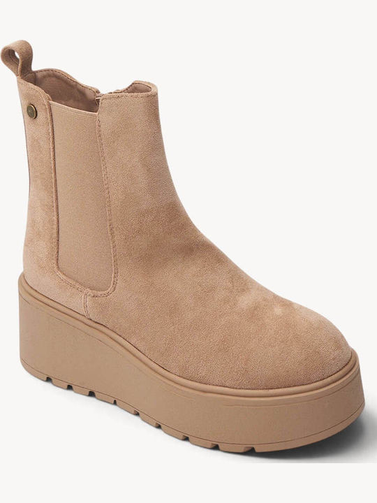 Beige Kastorina Damen Chelsea-Stiefel Hohe Plattform