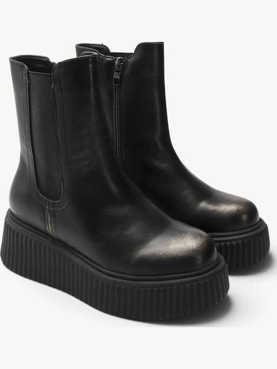 Graue Chelsea-Stiefeletten mit Relief-Platform-Sohle