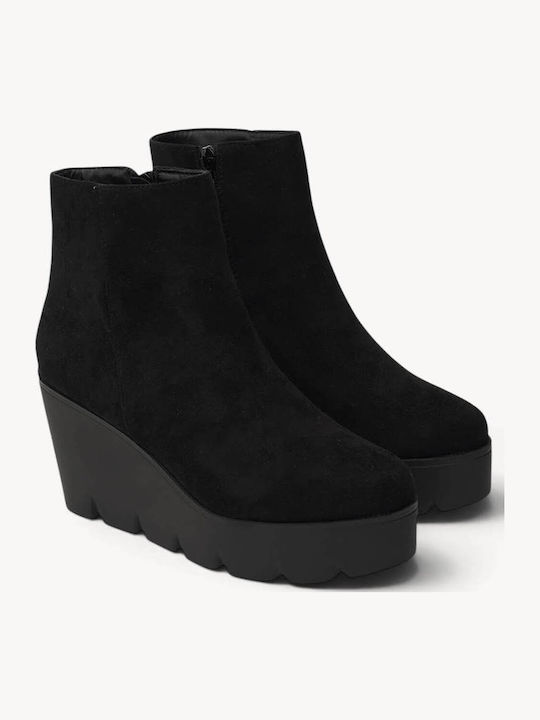 Ghete Dama Negru De Catifea Platformă Wedge