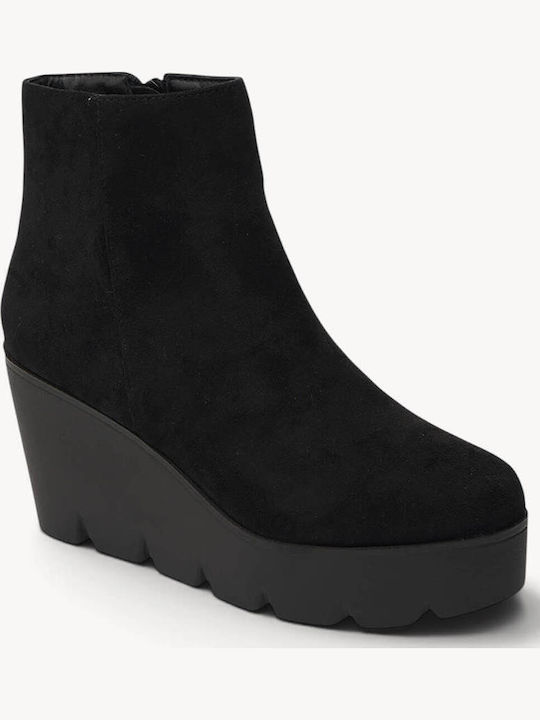 Ghete Dama Negru De Catifea Platformă Wedge