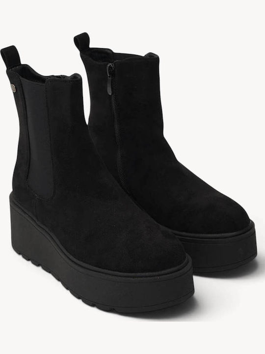 Black Suede Chelsea Ankle Boots High Platform