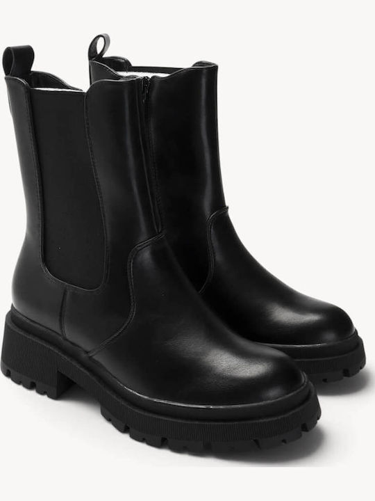 Black Chelsea Ankle Boots With Lug Sole