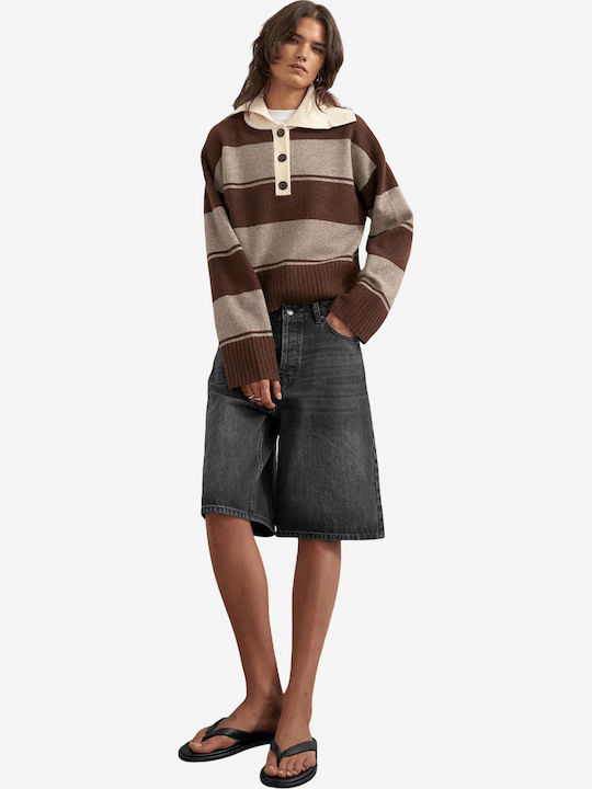Women's Lingerie Top Striped Brown