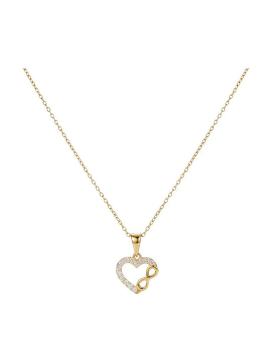 Colier Cu Design Inima Din Aur Galben 9 Carate Cu Zircon Colier Cu Design Inima Din Aur Galben 9 Carate Cu Zircon