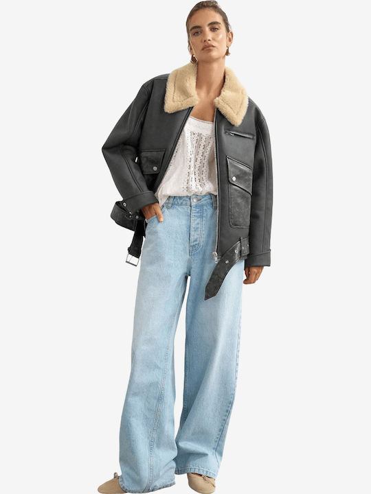 Long Women's Jacket for Winter Black