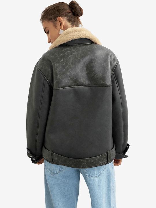 Long Women's Jacket for Winter Black