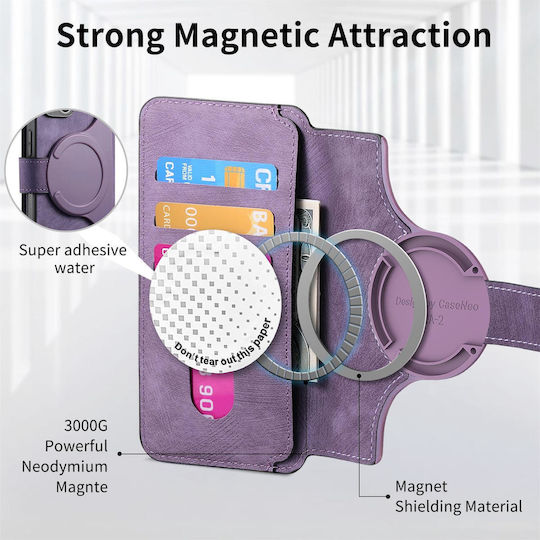 Caseneo Motorola Edge 50 Fusion Magsafe Retro Leather Wallet Purple
