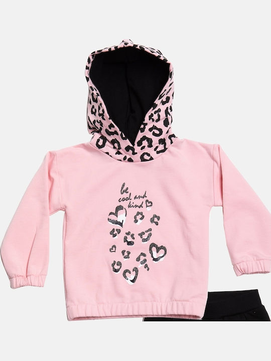 Kinder Sweatpants Set Mit Bluse Fuchsia/Schwarz