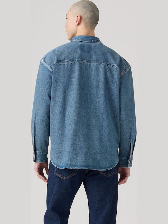 Western Μακρυμάνико Деним Overshirt в Широка Кройка Medium Wash