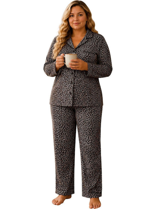 Lindros Winter Women's Pyjama Set Leopard