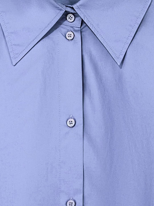 Langärmeliges Damen Baumwollhemd Blau