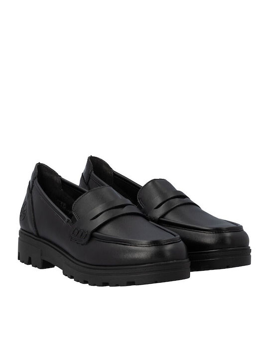 Damen Mokassins Aus Leder in Schwarz Farbe