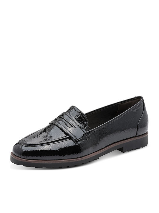 Mocasini Dama Loafers Din Lac În Culoare Neagră