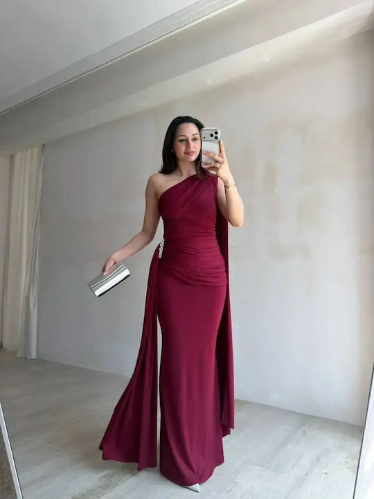 Maxi Dress for Wedding Christening with Tulle Burgundy