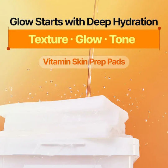 Freshly Juiced Vitamin Skin Prep Pads Facial Toners with Vitamin C, Niacinamide & Hyaluronic Acid