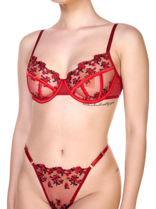 Comfort Underwear Set Bra with String Burgundy