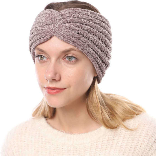Damen Stirnband Strick in Rosa Farbe