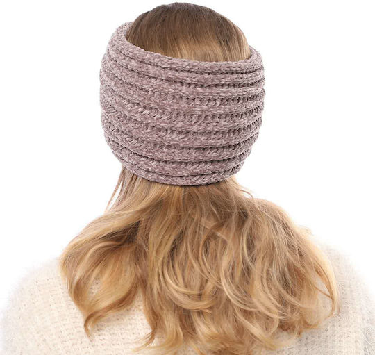 Damen Stirnband Strick in Rosa Farbe