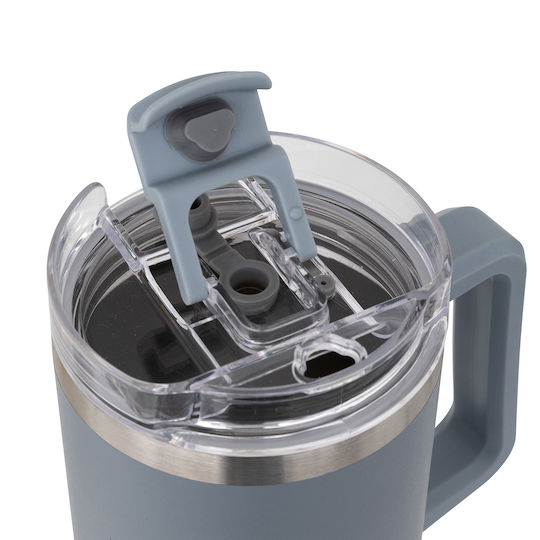 5Five Sticlă Termos Oțel Inoxidabil 1.2lt Gri cu Mâner și Pai