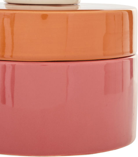 Fiva Ceramic Vintage Table Lamp for E27 Fitting with Beige Shade and Pink Base