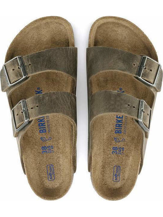 Arizona Soft Footbed Oiled Leather Leder Herrensandalen Faded Khaki Regelmäßig Passform