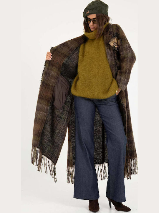 Дамско Палто Tartan с Бутони