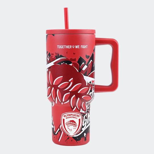 Estia Straw Tumbler XL Save the Aegean Рециклируем Чаша с дръжка Термос Неръждаема стомана Без BPA 900мл естия с Сламка и Дръжка