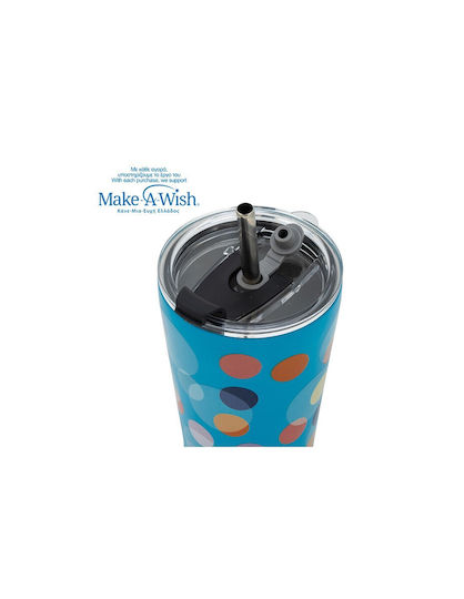 Nava "we Care" Чаша Термос Неръждаема Стомана / Пластмаса Без BPA 350ml Color Dots със Сламка