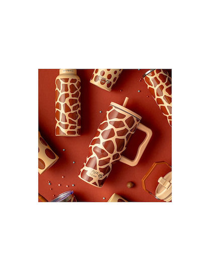 Nava Термос Бутилка От Неръждаема Стомана 900ml Beige-brown Със Сламка