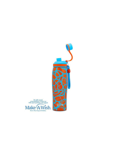 Nava "we Care" Recyclable Thermos Bottle Stainless Steel / Plastic 650ml Blue Print