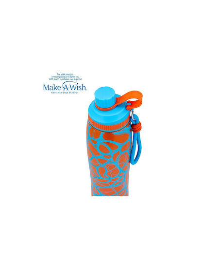 Nava "we Care" Recyclable Thermos Bottle Stainless Steel / Plastic 650ml Blue Print