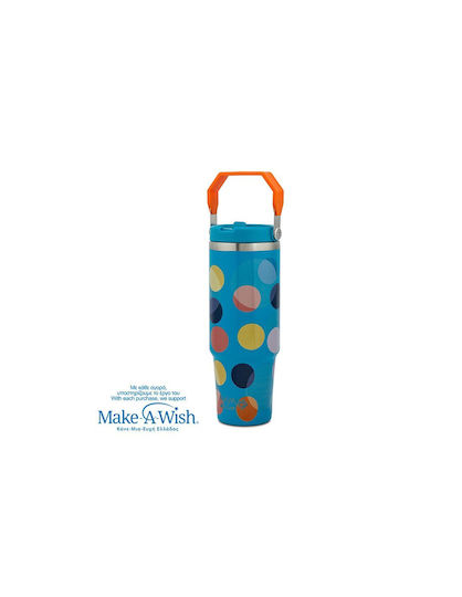 Nava "we Care" Чаша с дръжка Термос Неръждаема стомана 900 мл Color Dots със сламка и дръжка