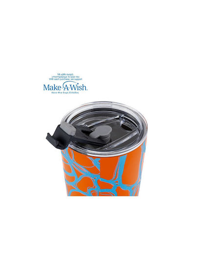 Nava "we Care" Thermos Cup Stainless Steel / Plastic BPA Free 350ml Blue Print with Straw