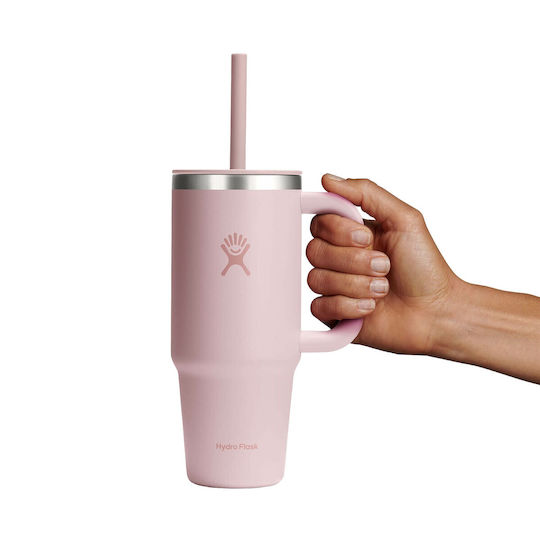 Hydro Flask Handled Tumbler Thermos 710ml Thermos All Around Travel Tumbler Trillium with Straw and Handle