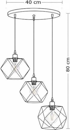 NG Santas Deckenleuchte Schwarz mit Lampenbirnensockel E27 40x40x80cm