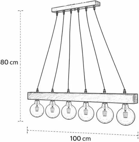NG Santas Deckenleuchte Braune Schiene mit Lampenbirnensockel E27 100x80cm