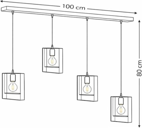 NG Santas Deckenleuchte Silber Schiene 100x80cm